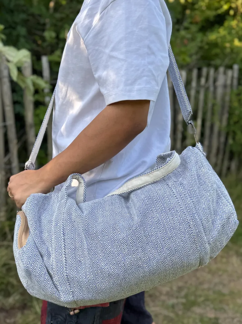Handmade Textured Cotton Duffle Bag