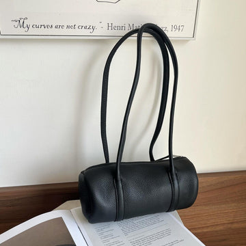 Genuine Cow Leather Mini Cylinder Barrel Shoulder Bag
