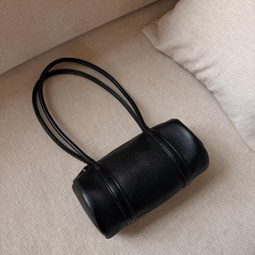Genuine Cow Leather Mini Cylinder Barrel Shoulder Bag