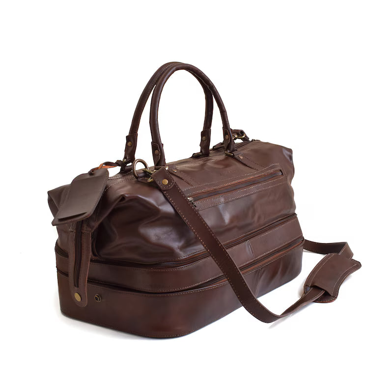 Crazy Horse Buffalo Leather Expandable Travel Duffle Bag