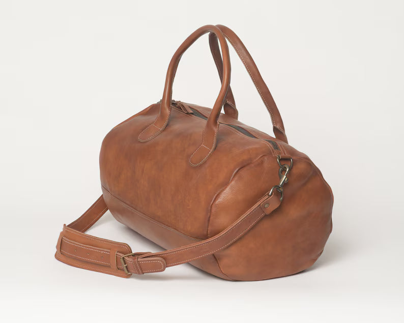 Full Grain Leather Duffle Weekender Bag