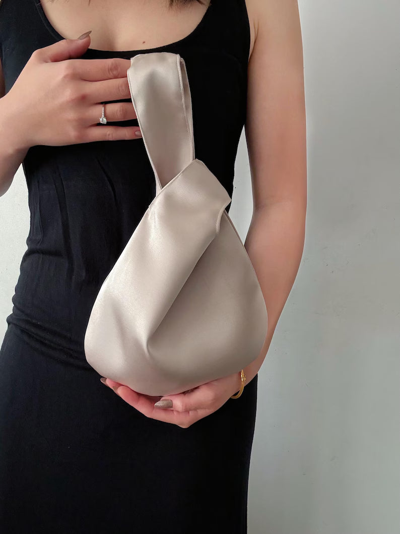 Minimalist Satin Knot Wristlet Bag