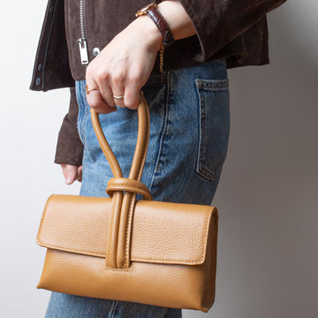 Italian Genuine Leather Flap Wristlet Clutch