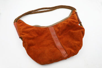 Vintage Orange Suede Leather Hobo Shoulder Bag